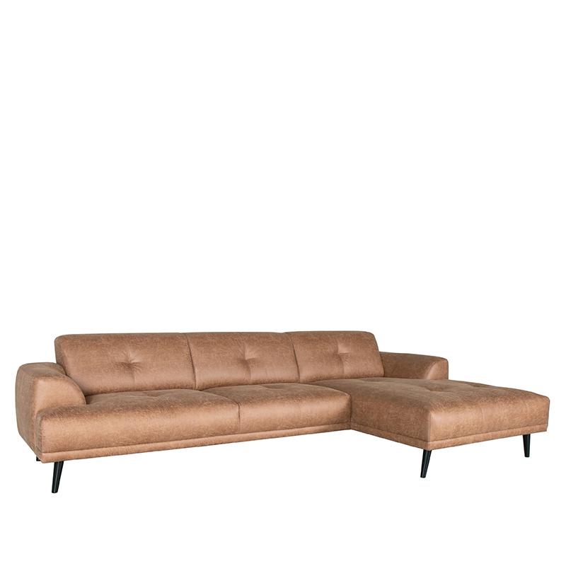 Hoekbank Salerno koudschuim zitting cognac microvezel