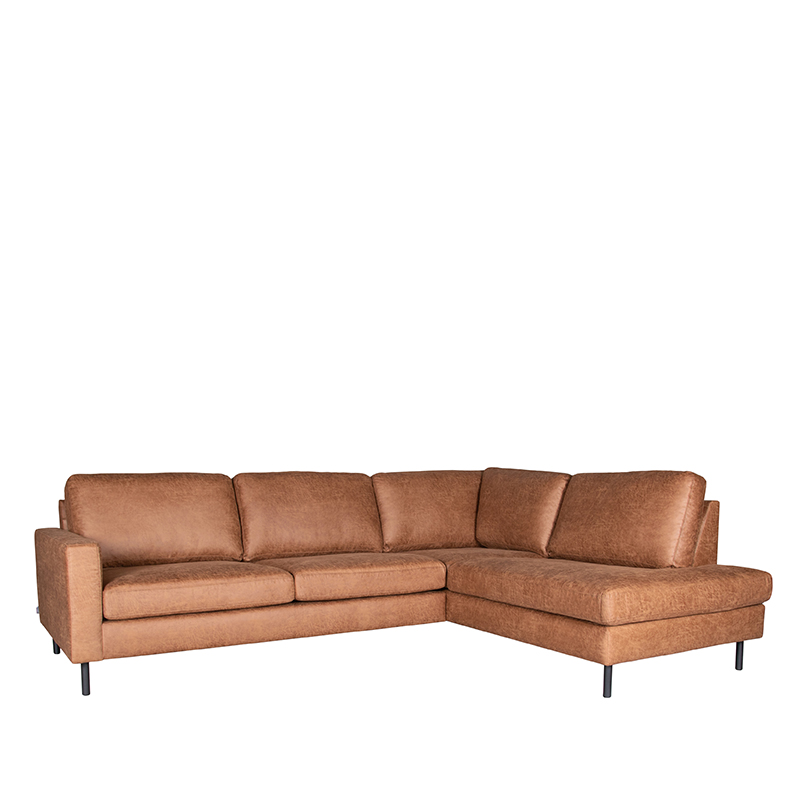 Hoekbank Genua koudschuim zitting cognac microvezel