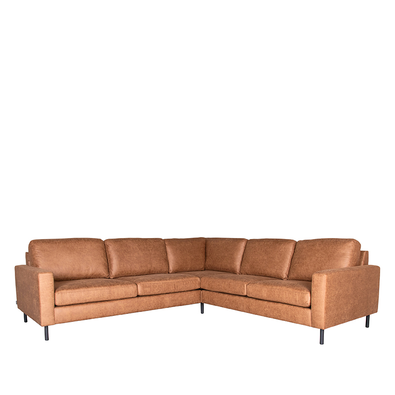 Hoekbank Genua koudschuim zitting cognac microvezel