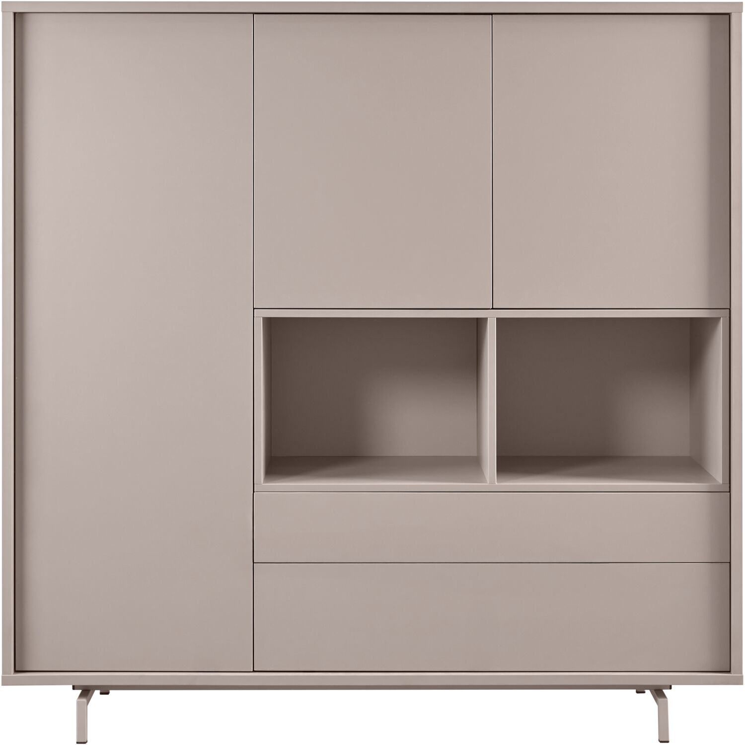 Opbergkast Famosa 3 deurs 2 lades 2 open vakken stone grey decor