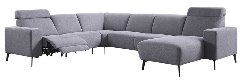 Hoekbank Puento HR-schuim zitting met relaxfunctie grey