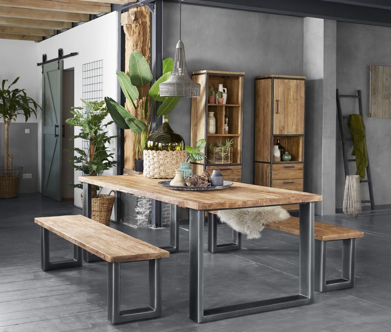 Eettafel Romaro 310 x 115 teak mix rough
