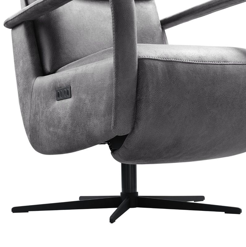 Relaxfauteuil Seduto pocketveren met HR-schuim zitting elektrisch verstelbaar accu grijs