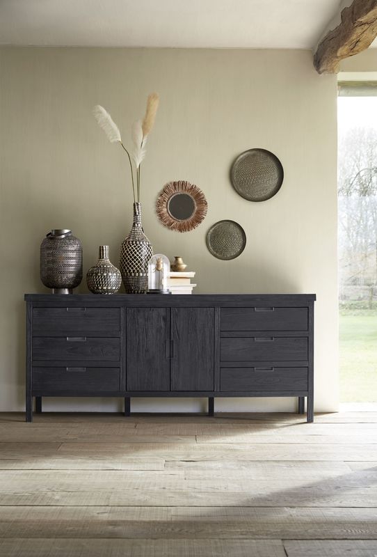Dressoir Stretto black 90 x 204 zwart
