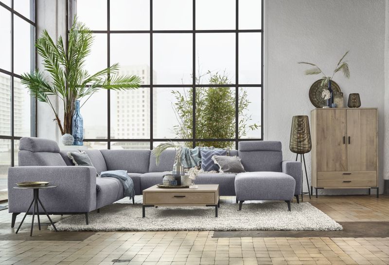 Hoekbank Puento HR-schuim zitting met relaxfunctie grey