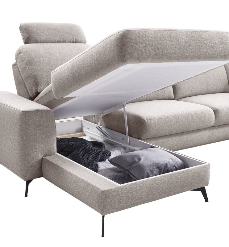 Hoekbank Mano pocketveren met viscoschuim zitting taupe