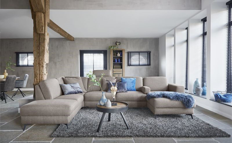 Hoekbank Mano pocketveren en viscoschuim zitting taupe