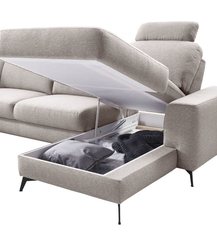 Hoekbank Mano pocketveren en viscoschuim zitting taupe