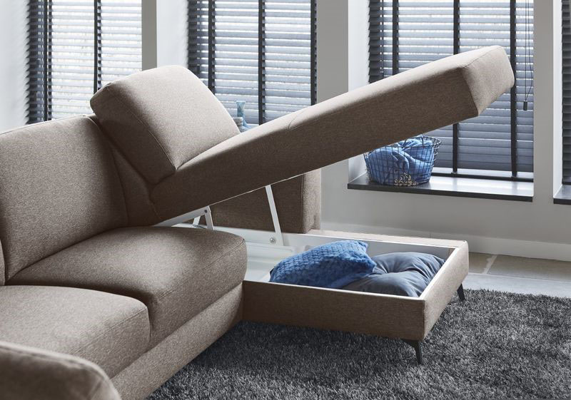 Hoekbank Mano pocketveren en viscoschuim zitting taupe