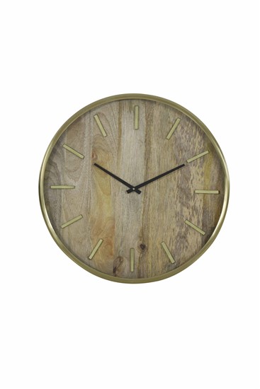 Klok Ruskio hout en antiek brons, 51 cm