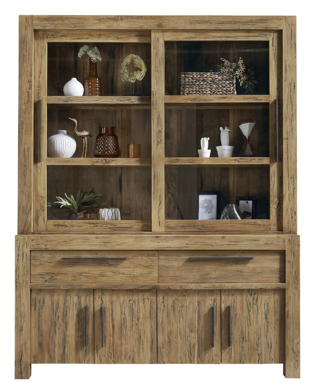 Vitrinekast Travi 201 x 156 teak black wash