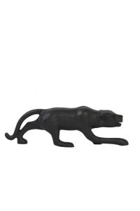 Ornament Leopard mat zwart, 6,5x21x3,5 cm 