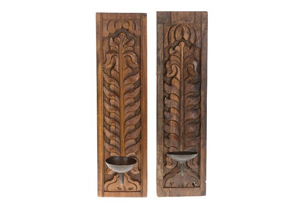 Kandelaar Horlando vintage hout, 9,5x3x35 cm