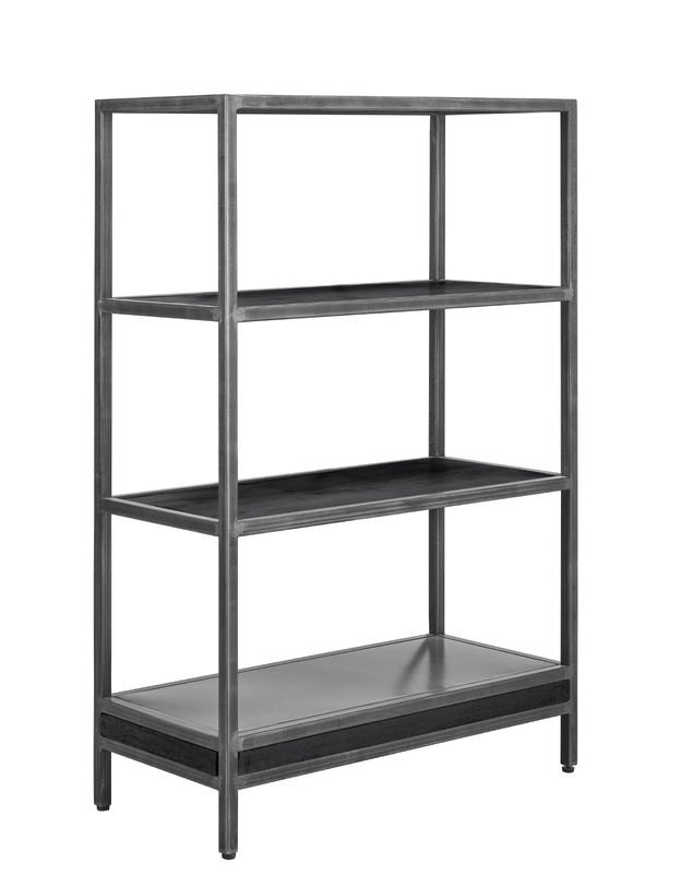 Wandrek Fermano zwart mangohout en metaal, 85x40x128 cm