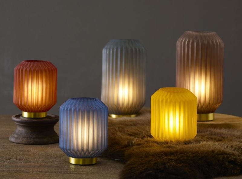 Tafellamp Cilantreo glas mat ginger Ø13