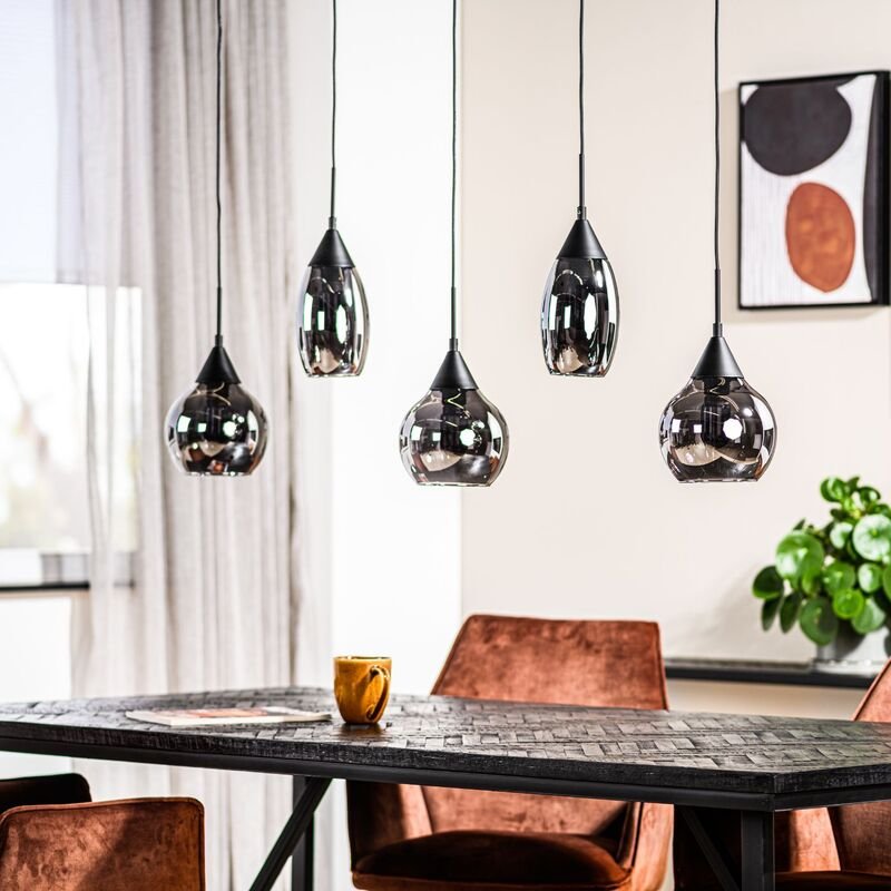 Hanglamp Lungo smoke glas, 120x17,8x120 cm