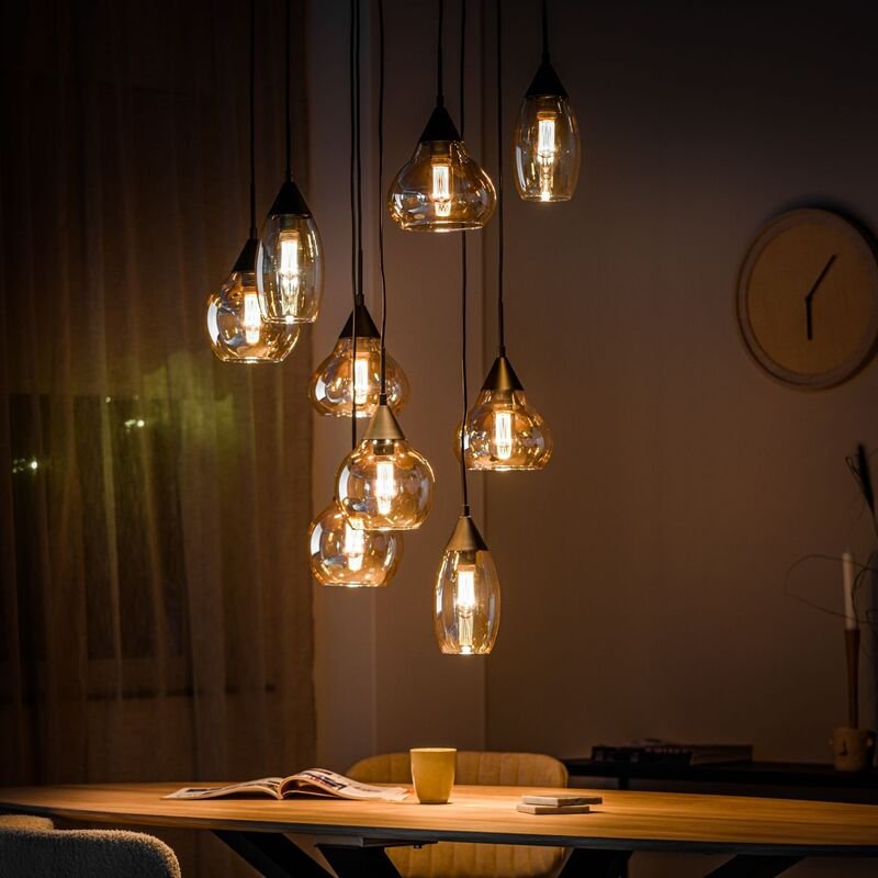 Hanglamp Lungo amber glas, 60x130 cm