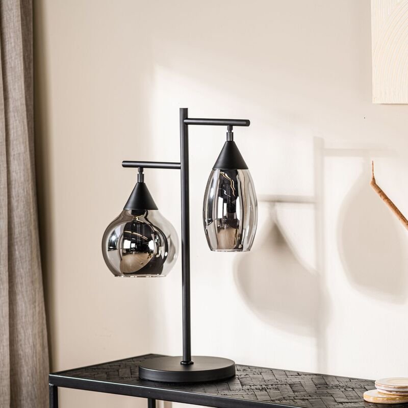 Tafellamp Lungo zwart staal, 60x22x20 cm