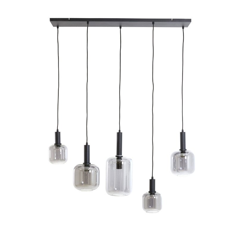 Hanglamp Peglio glas smoke zwart, 32x110x22 cm