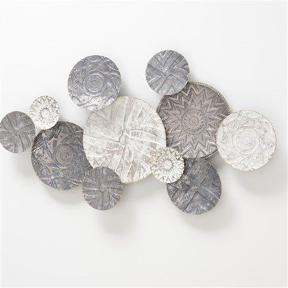 Wanddecoratie Oggetto metaal grijs, 60x110 cm