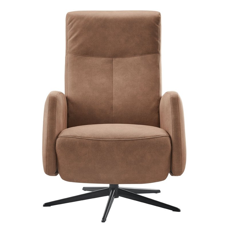 Relaxfauteuil Perfini Camel met verstelbare rug en voetensteun
