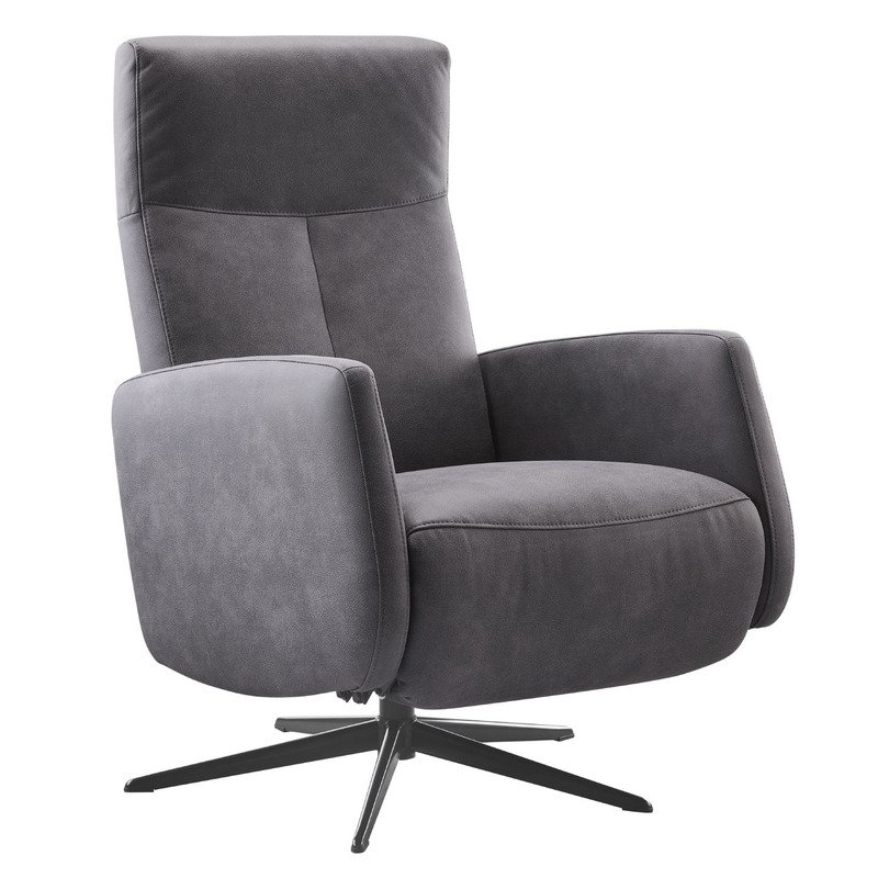 Relaxfauteuil Perfini donkergrijs met verstelbare rug en voetensteun 