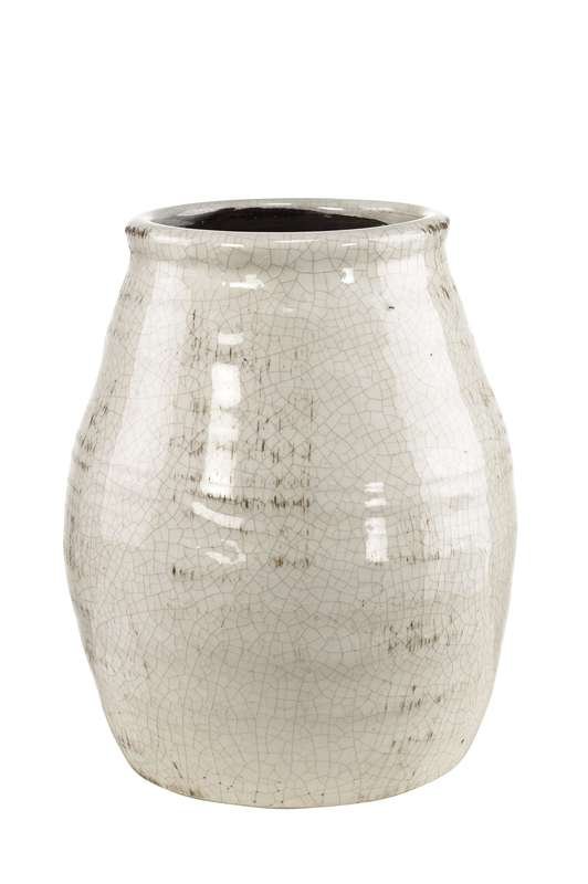 Vaas Oslo oud wit keramiek, 19x22,5 cm