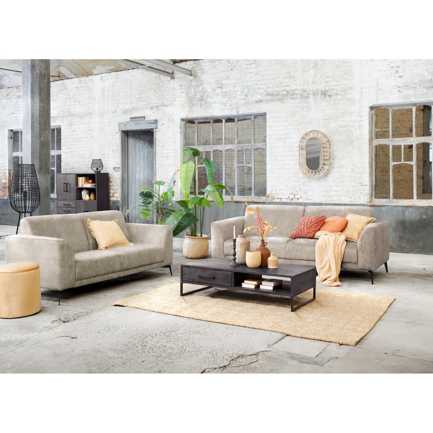 Salontafel Piastra mango zwart 1 lade 1 open vak