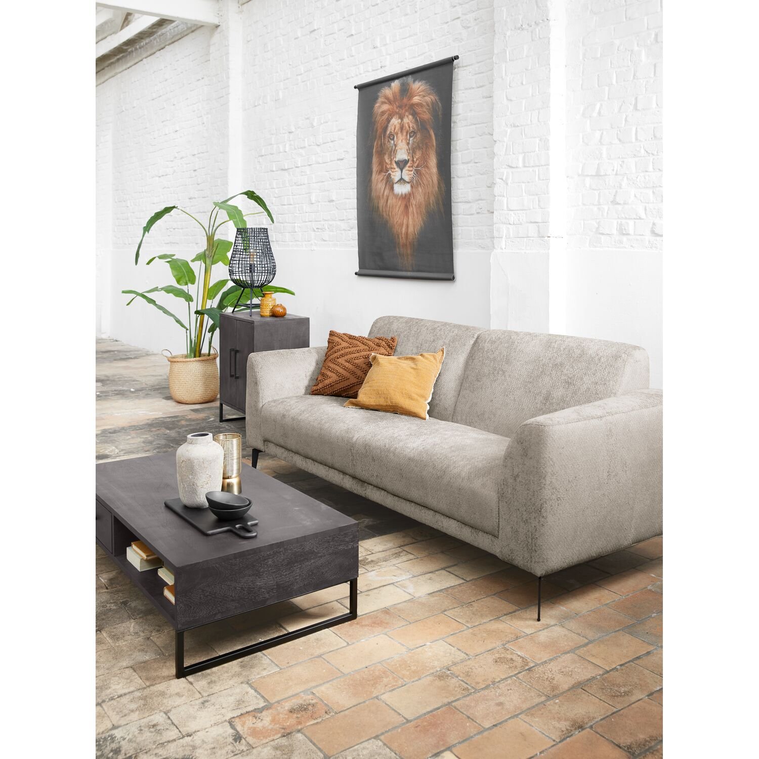 Salontafel Piastra mango zwart 1 lade 1 open vak