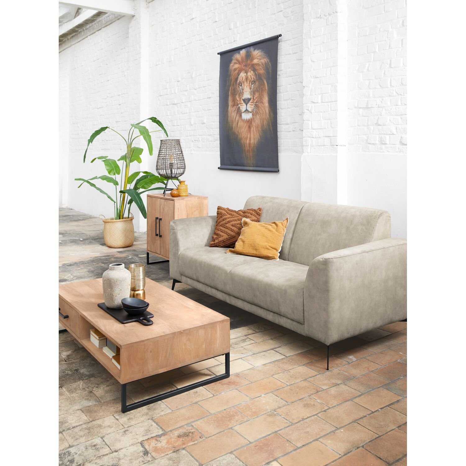 Opbergkast Piastra mangohout naturel 78 x 64 x 40 cm