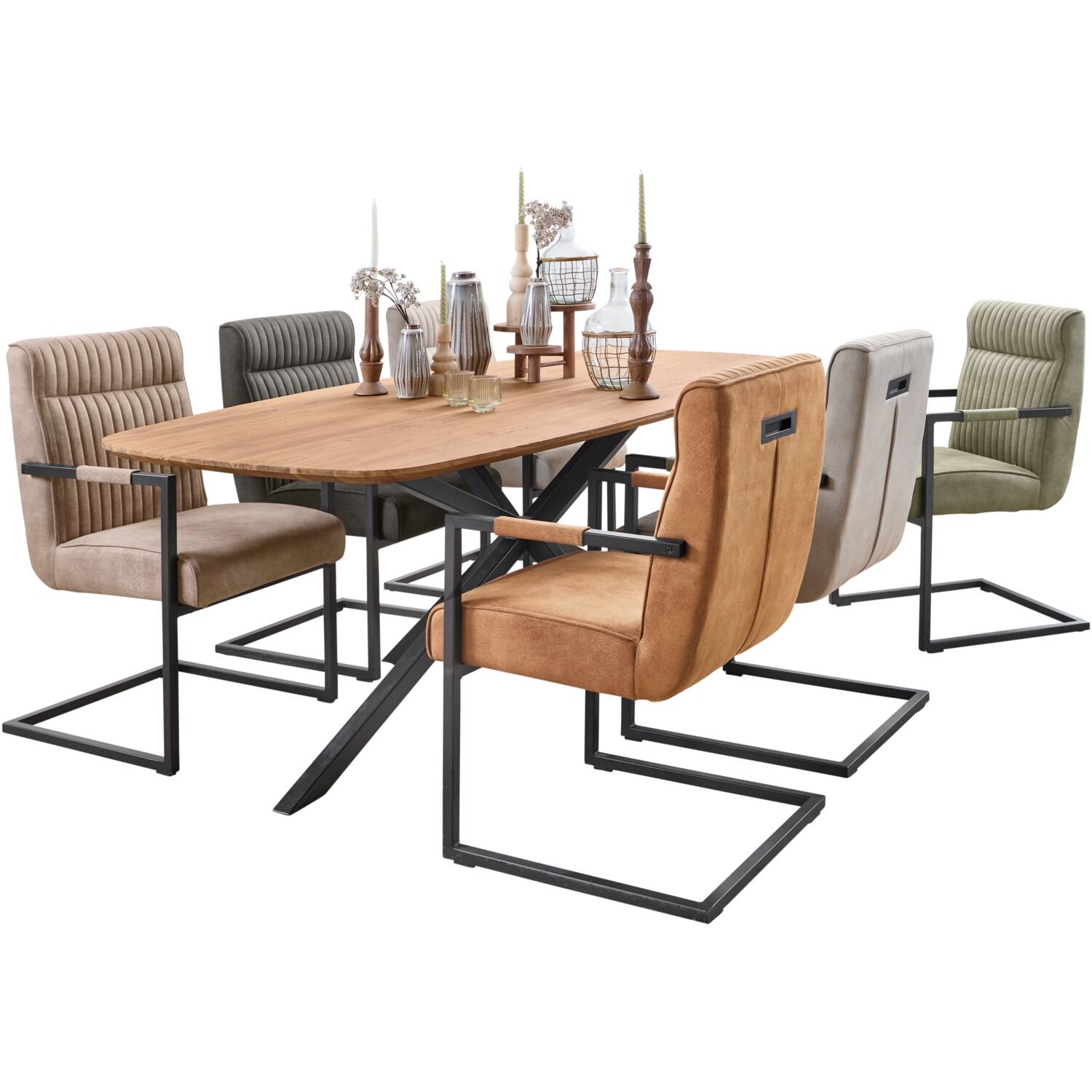 Eettafel Romaro deens ovaal 260 x 110 teak mix rough