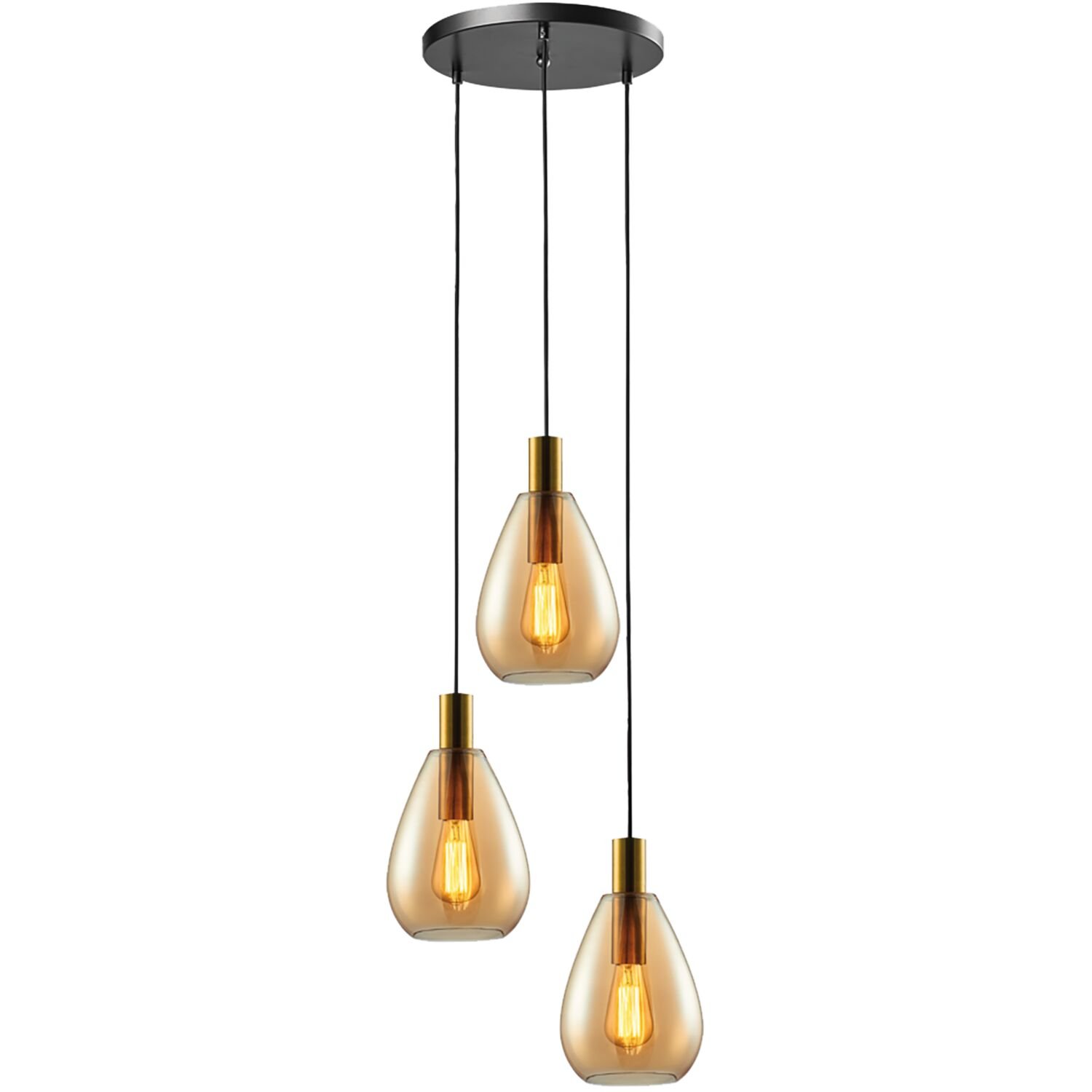 Hanglamp Felinio amber glas 3 lichts