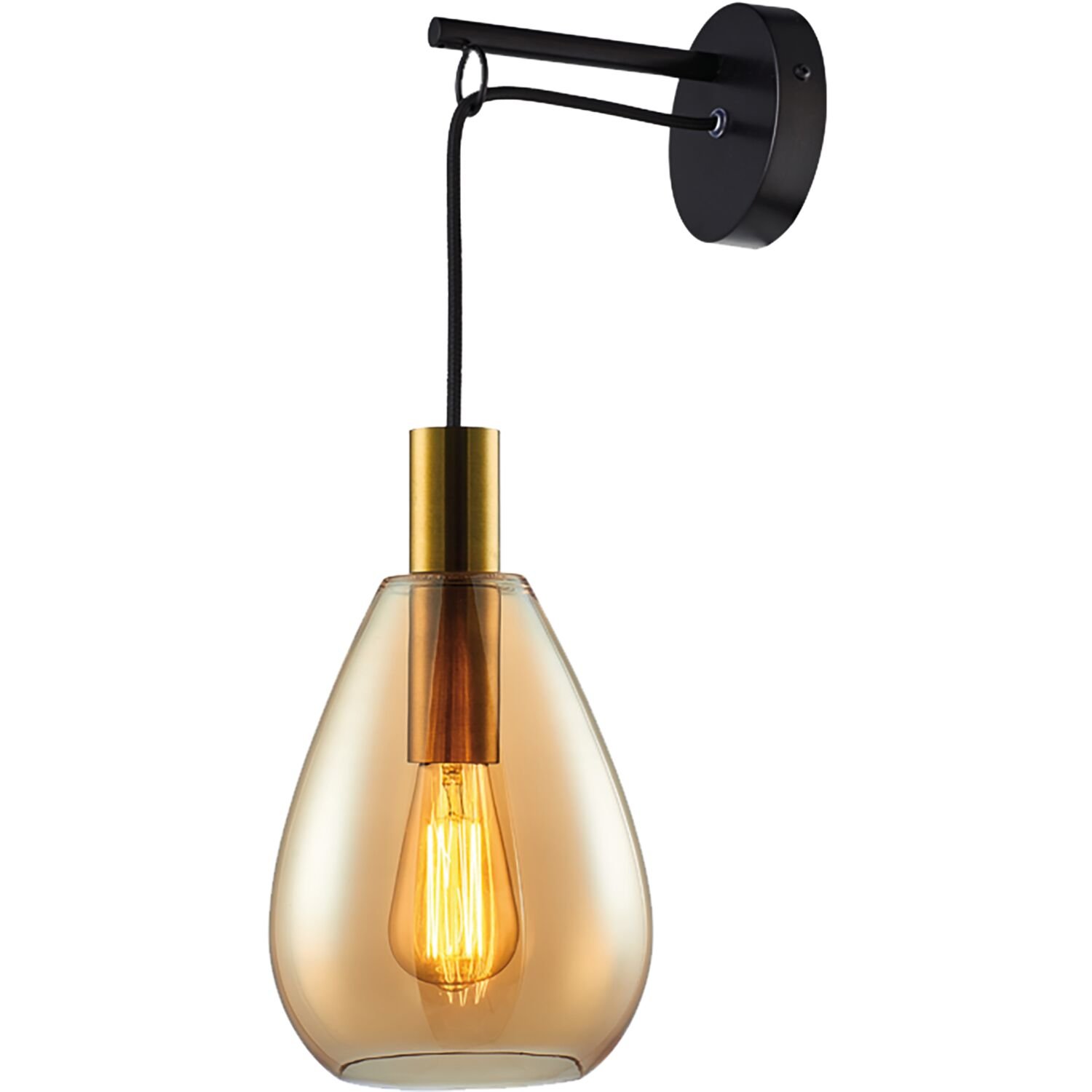 Wandlamp Felinio amber glas 1 lichts