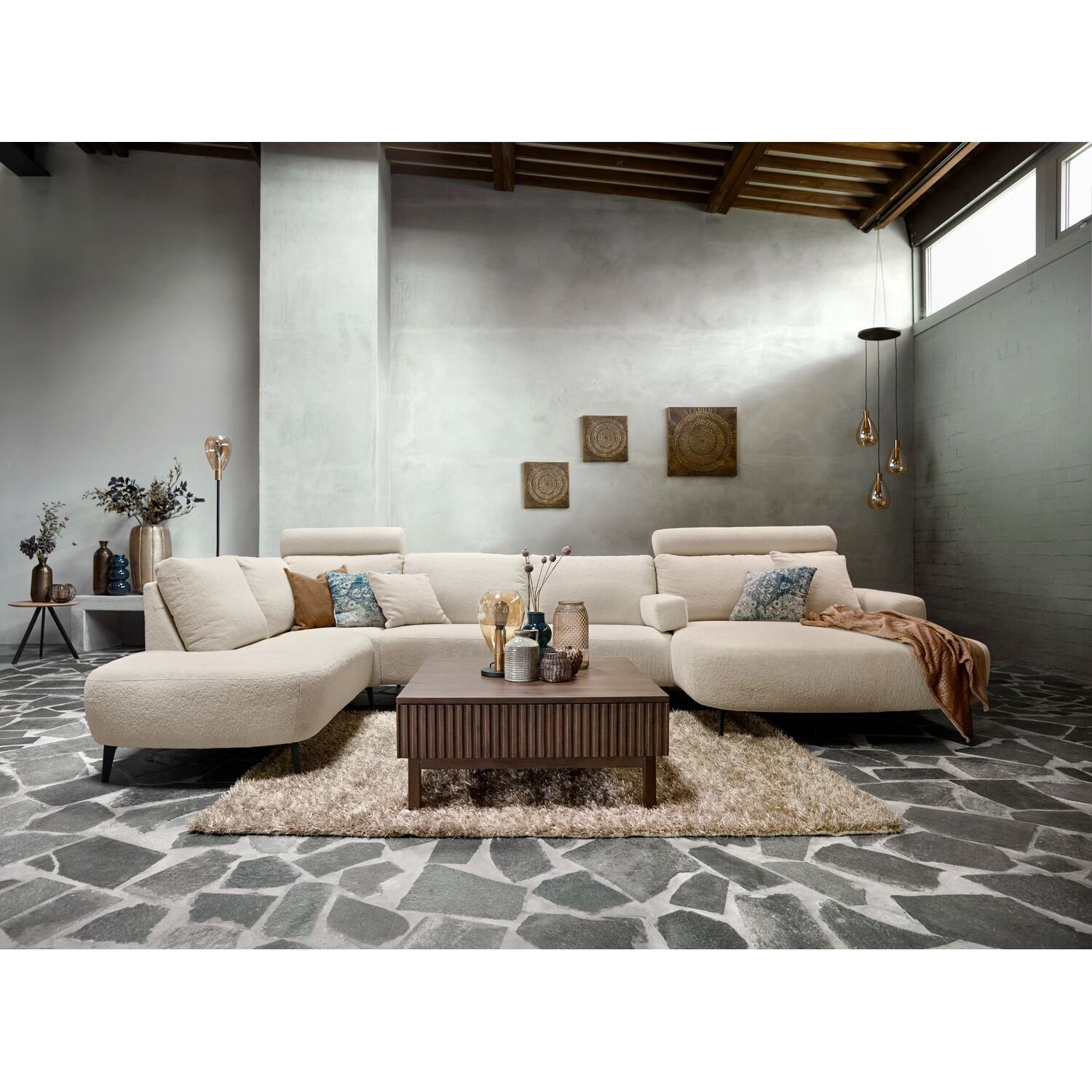 Hoekbank Davanti HR-zitting beige links