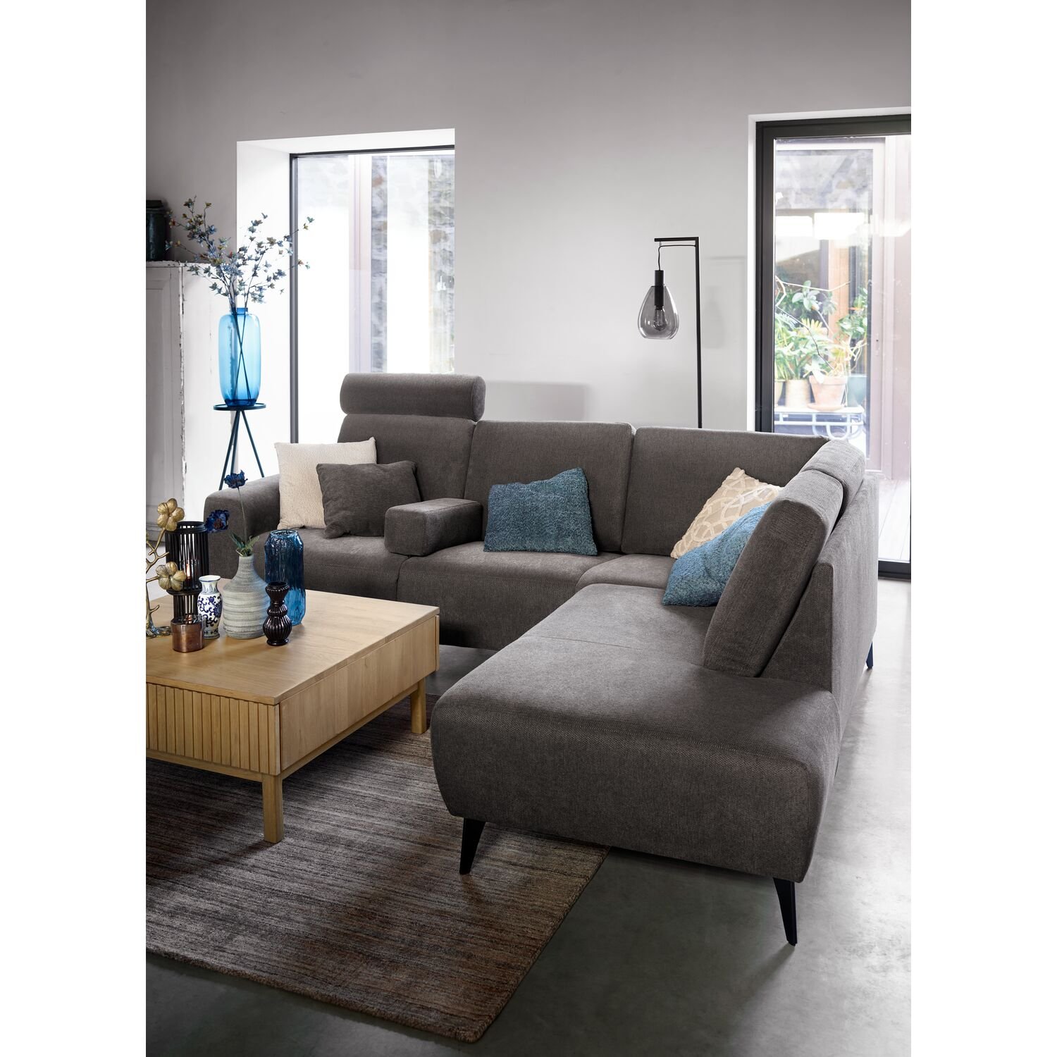 Hoekbank Davanti pocket HR zitting donkergrijs rechts