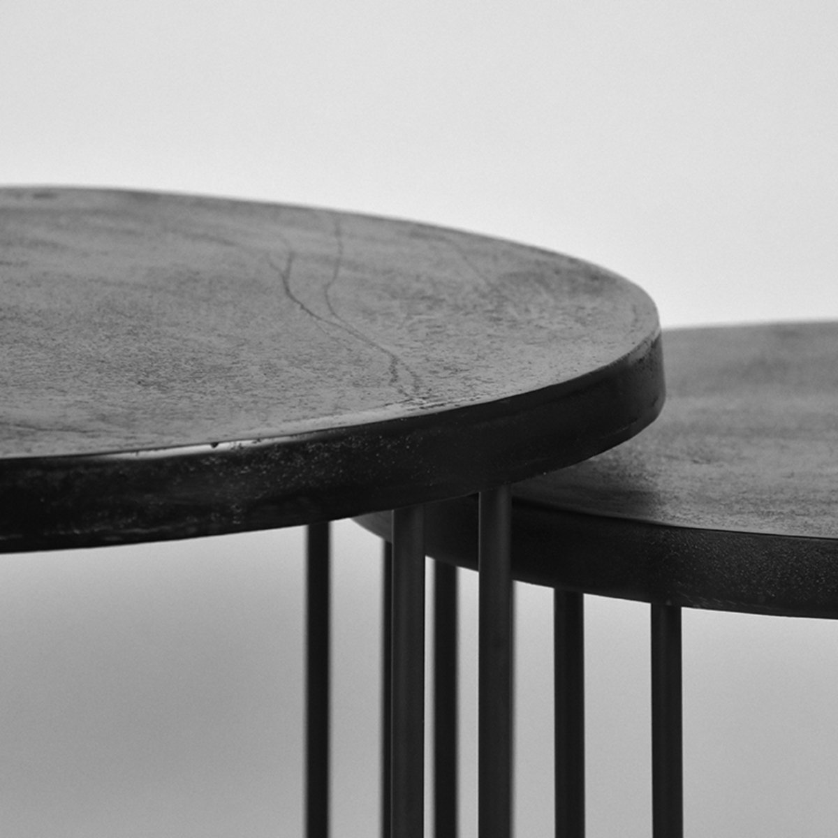 Salontafel Set Brute zwart metaal, 70 cm