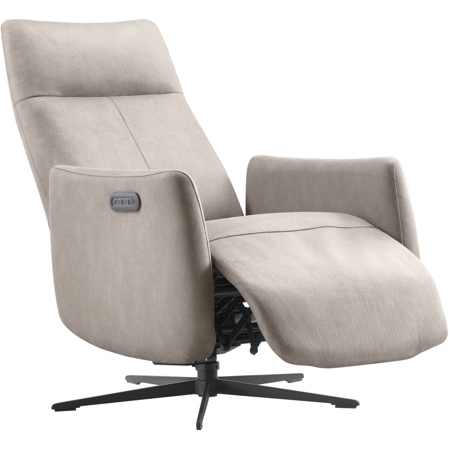 Relaxfauteuil Lanciare elektrisch (draaibaar) in microleder bull 60 light grey