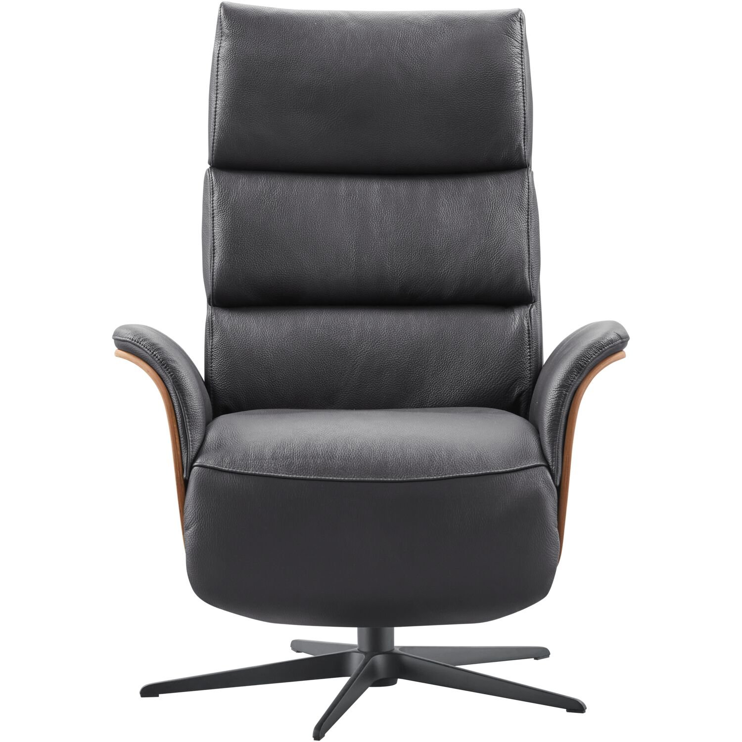 Relaxfauteuil Liri electrisch verstelbare rug en voetensteun (draaibaar) leder soleda 441 black