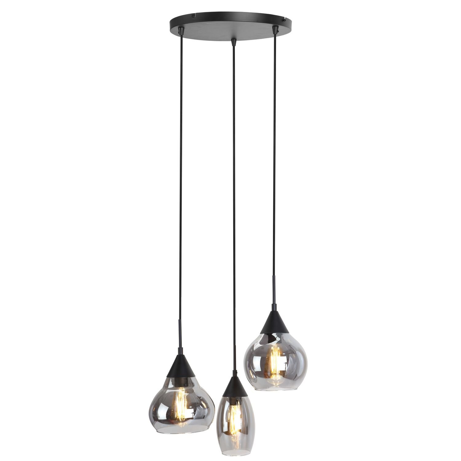 Hanglamp Lungo smoke glas 3 lichts