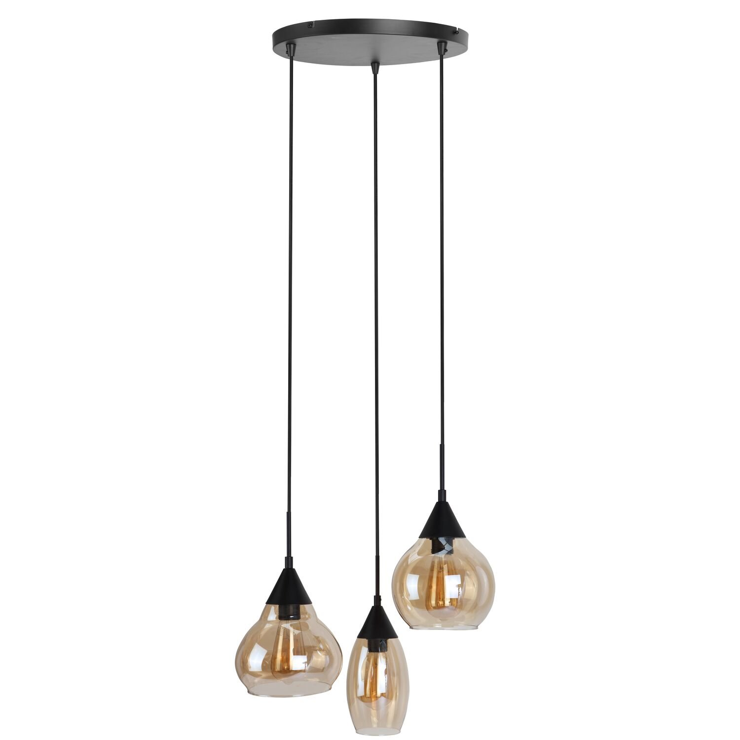 Hanglamp Lungo amber glas 3 lichts