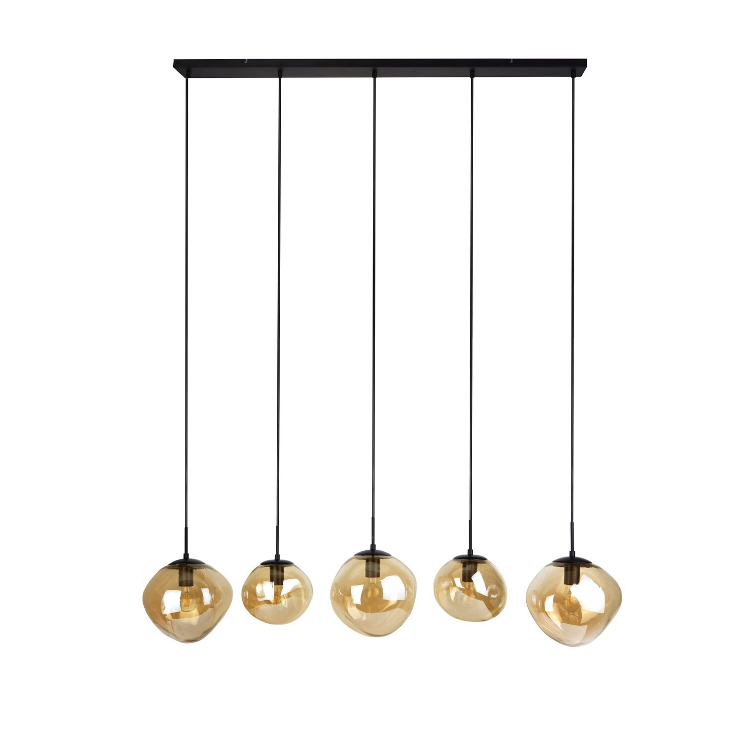 Hanglamp Macato amber glas 5 lichts