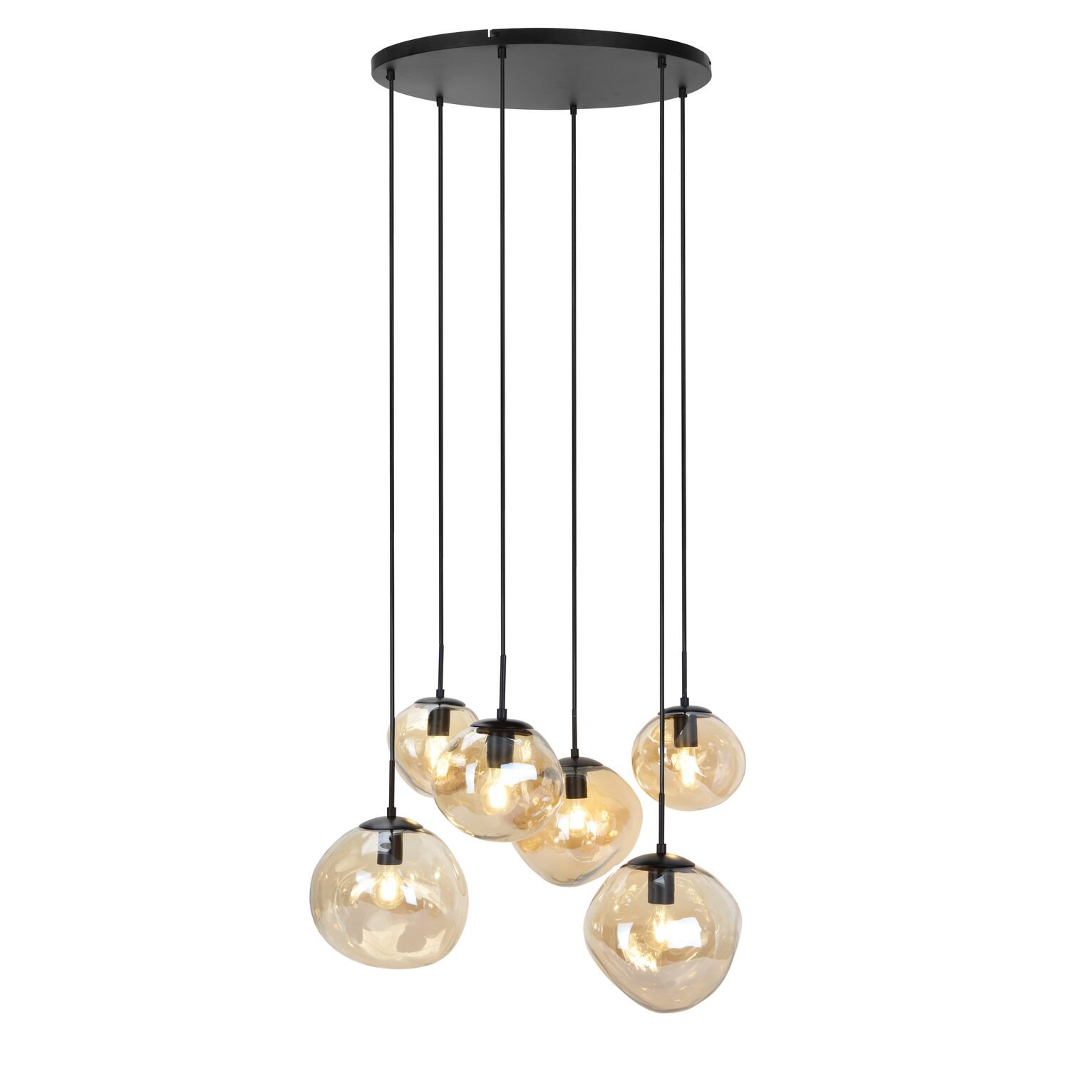 Hanglamp Macato amber glas 6 lichts