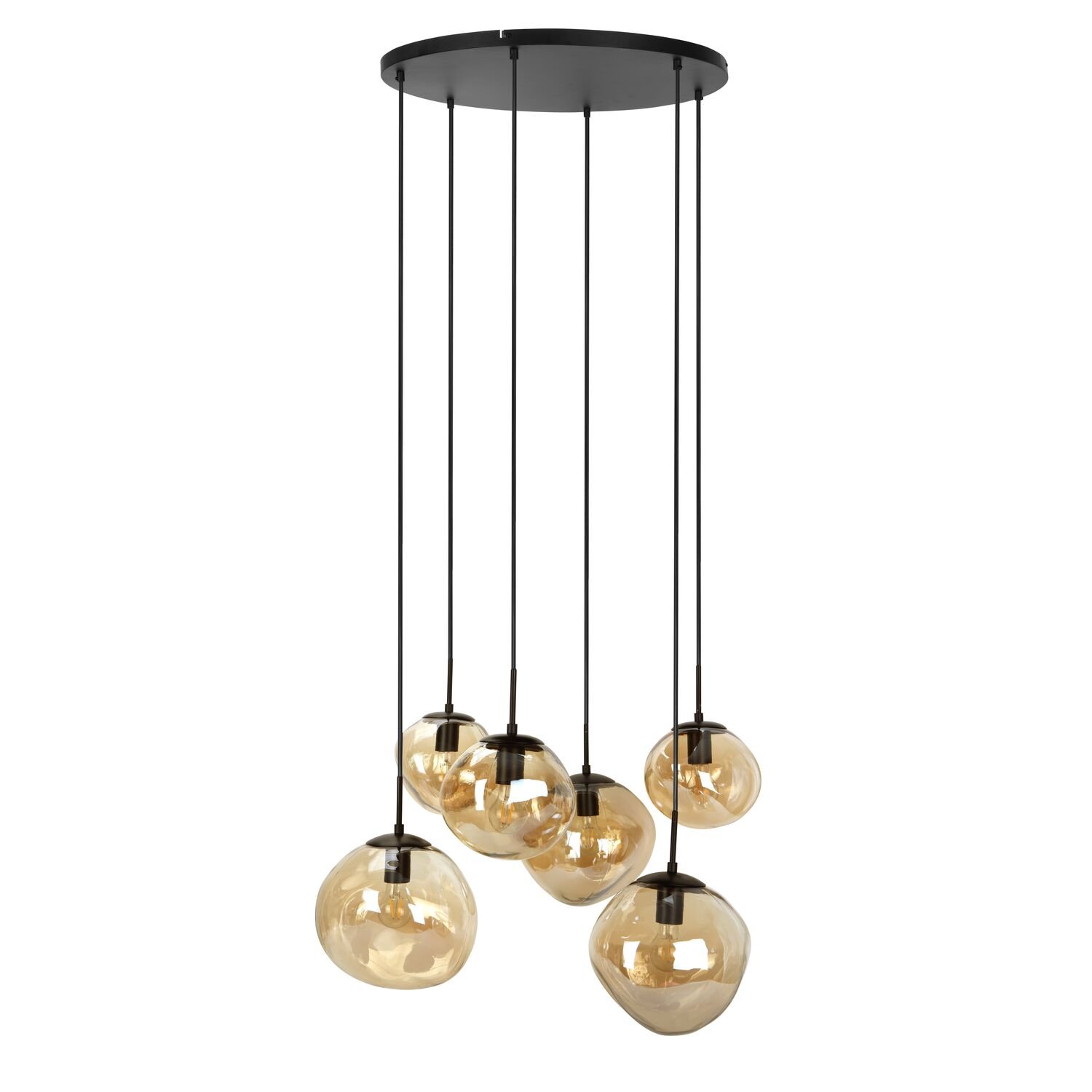 Hanglamp Macato amber glas 6 lichts