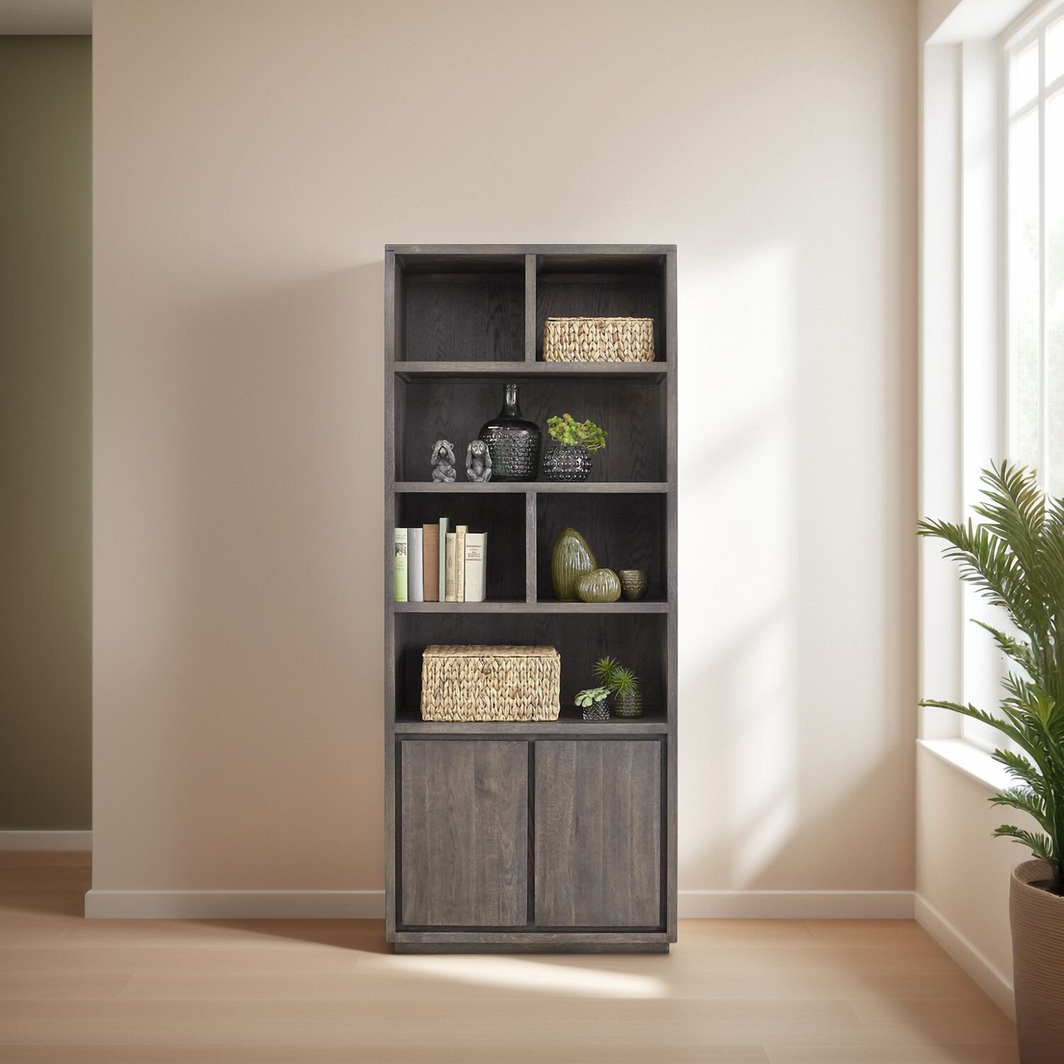 Boekenkast Lavio 210 x 86 grafiet