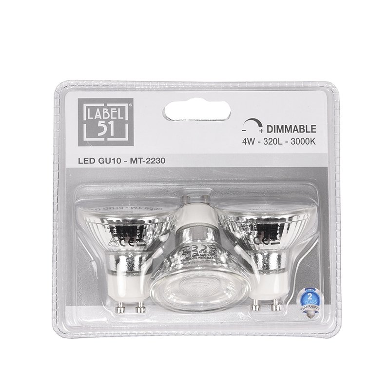 Led Spots GU10 (3 stuks) daglicht glas, 5x5,3 cm