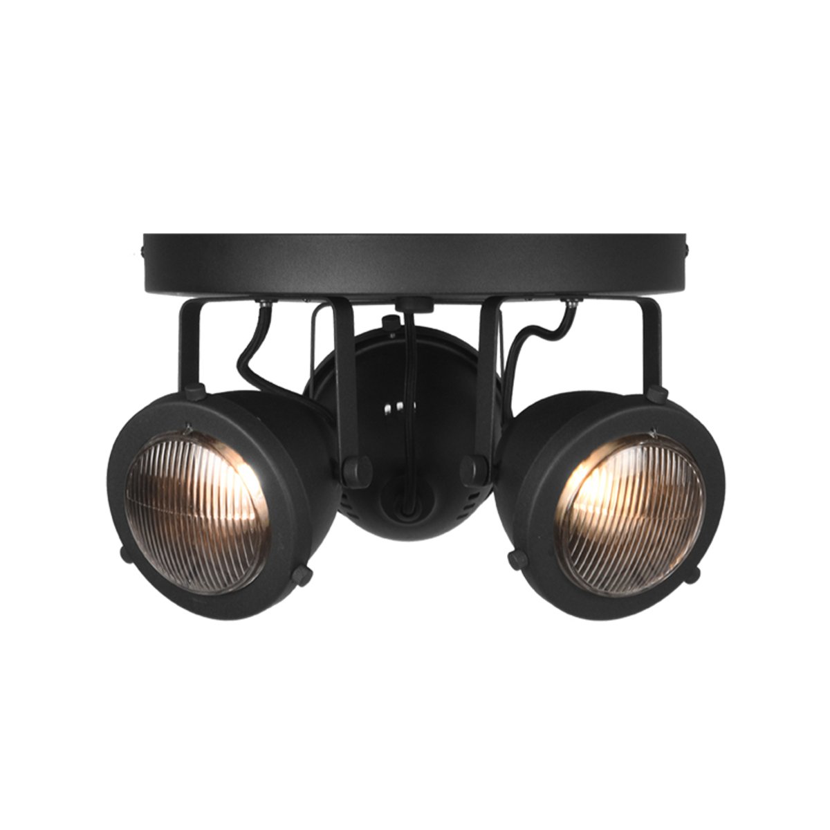 Led Spot Moto (3-lichts) zwart metaal, 30x30x16 cm