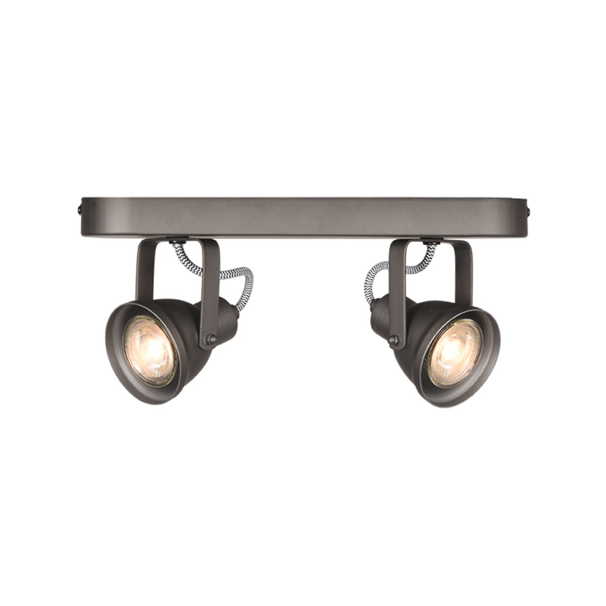 Led Spot Max (2-lichts) grijs metaal, 30x9x16 cm