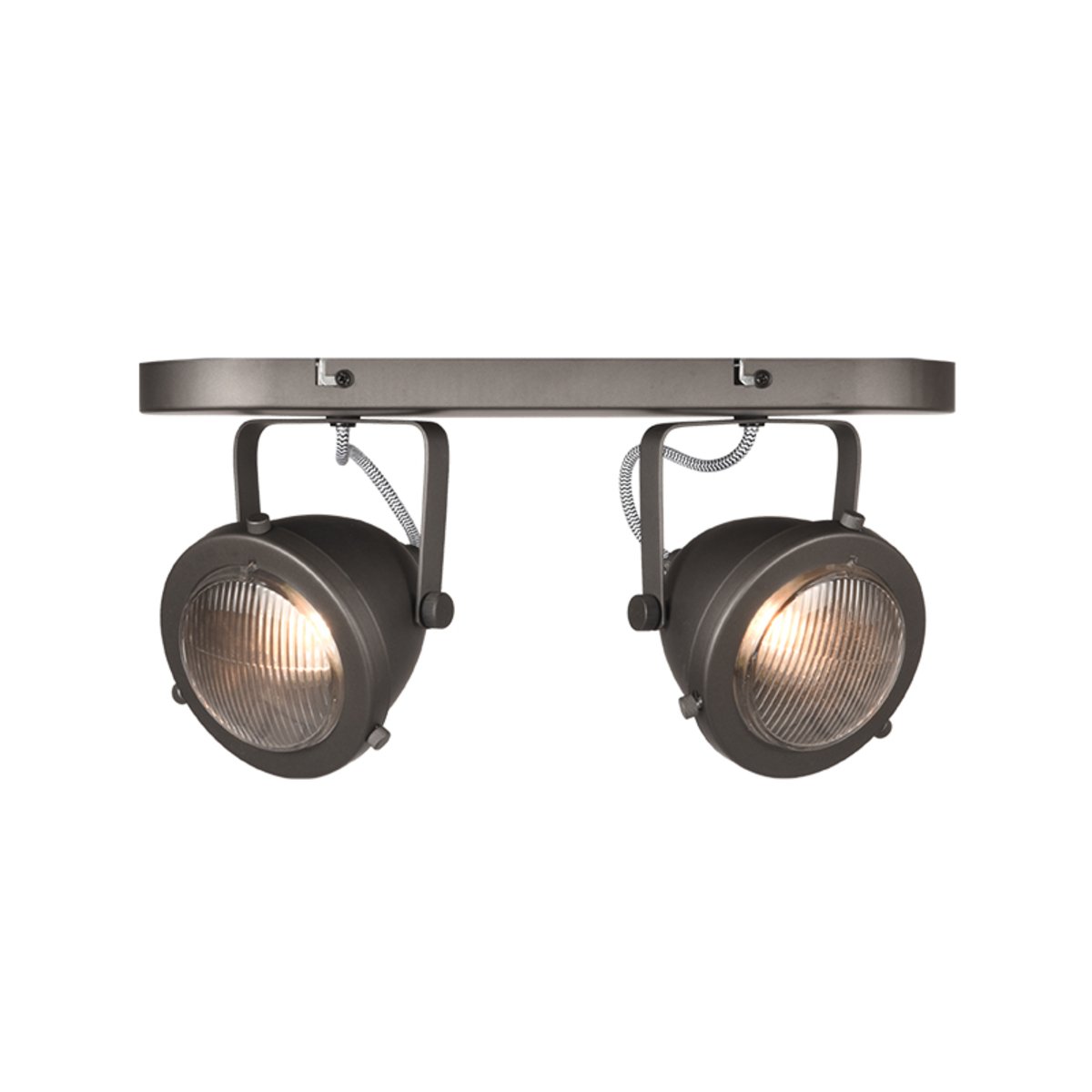 Led Spot Moto (2-lichts) grijs metaal, 35x12x16 cm