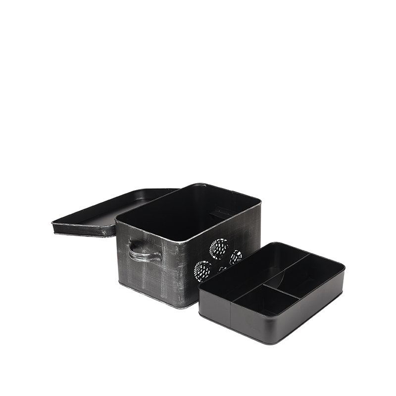 Opbergblik Schoenpoets zwart metaal, 36x21x16 cm