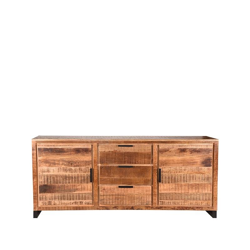 Dressoir Glasgow rough mangohout, 190x45x85 cm